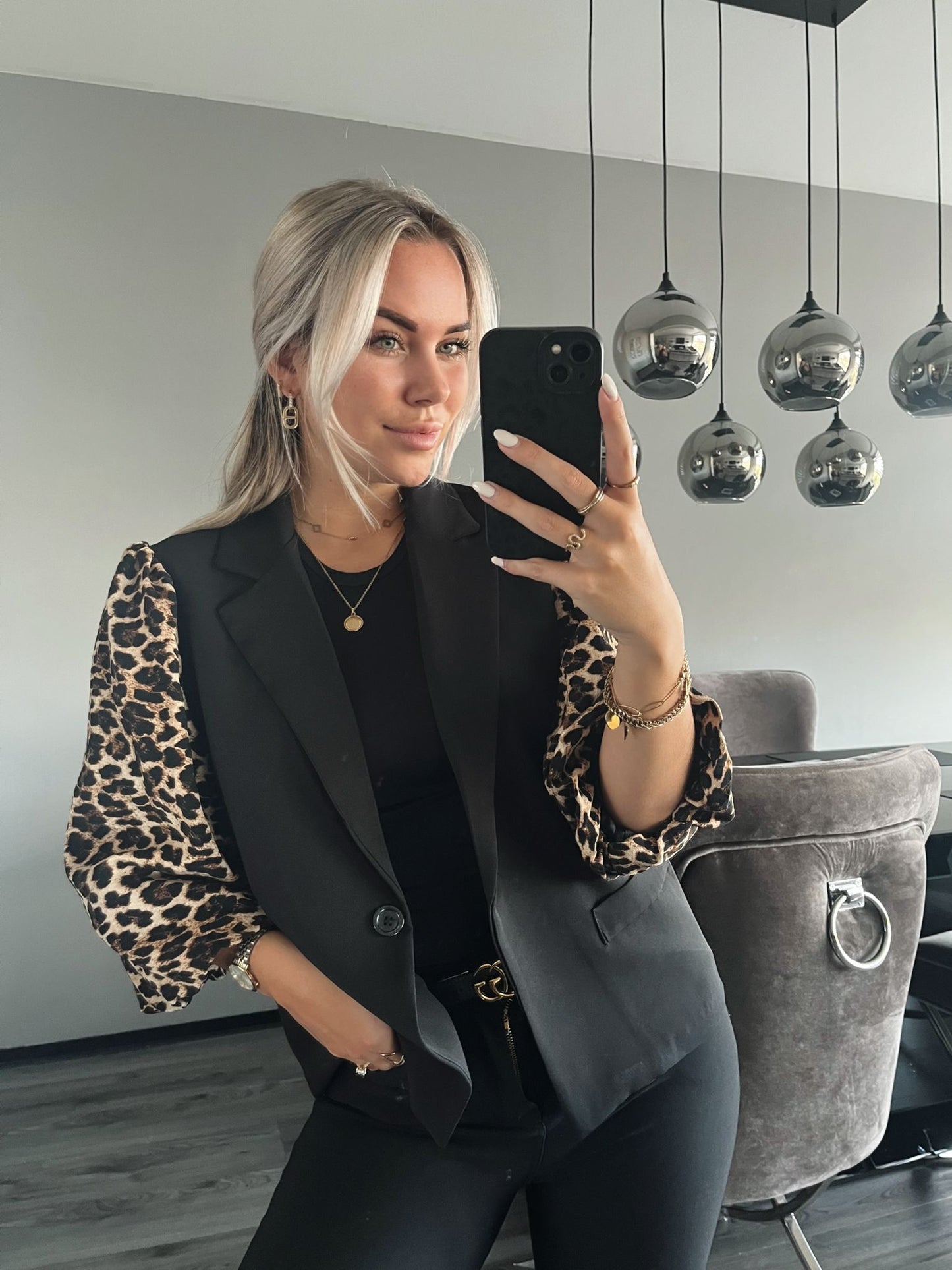 Balloon blazer leopard